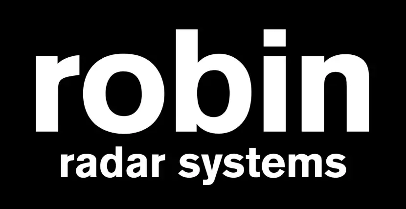 Robin Radar logo white text on black.