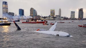 Ferries and rescuers work on Hudson River in New York January 15, 2009.