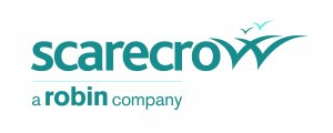 The turquoise scarecrow logo.